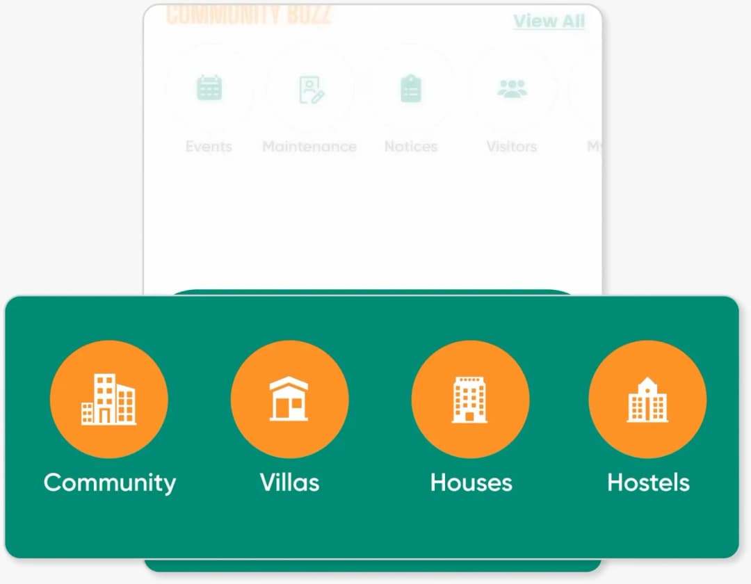 Community hub interface with community types