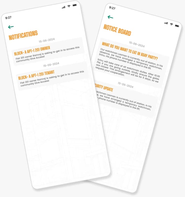Notices and announcements interface