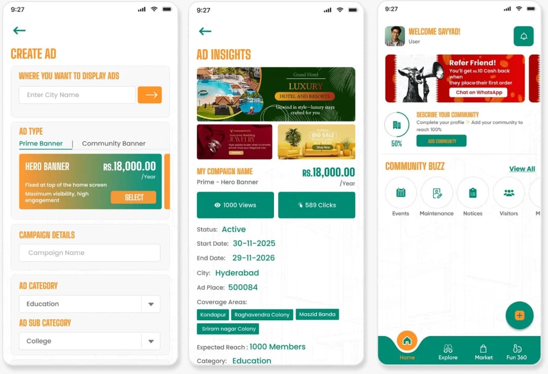 Post ads and classifieds interface