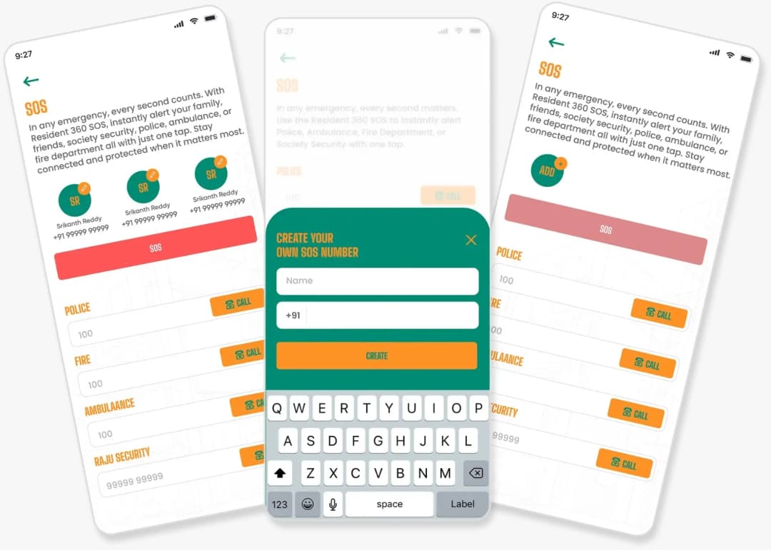 SOS and emergency alerts interface